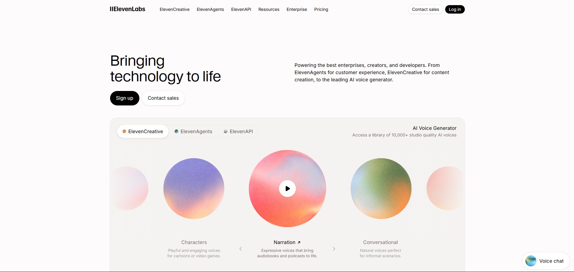 ElevenLabs AI voice platform screenshot