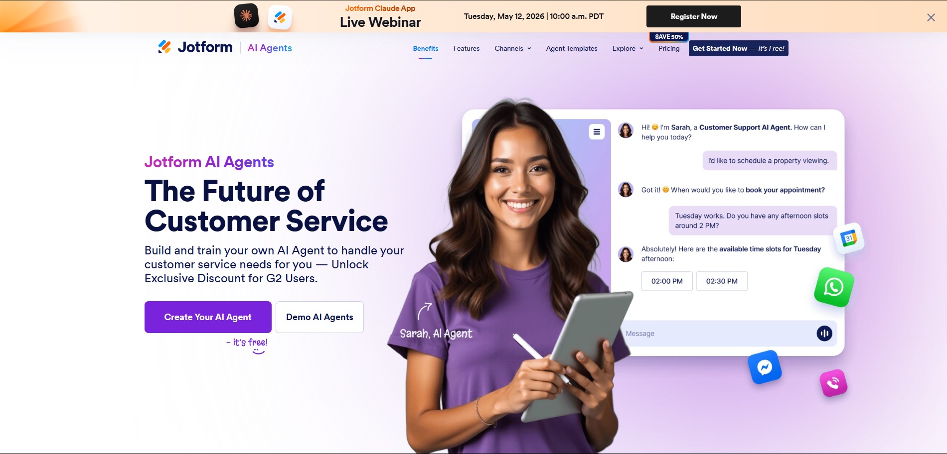 Jotform AI Agents landing page example